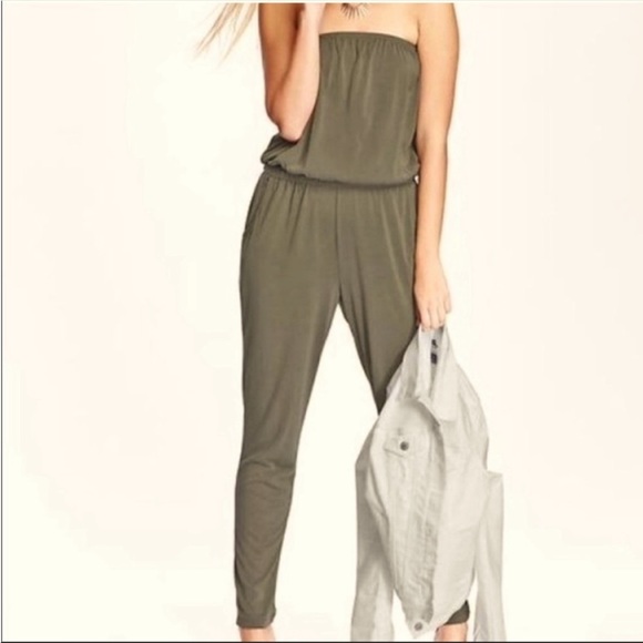 Old Navy Pants - Old Navy Strapless Jumpsuit in Olive Green